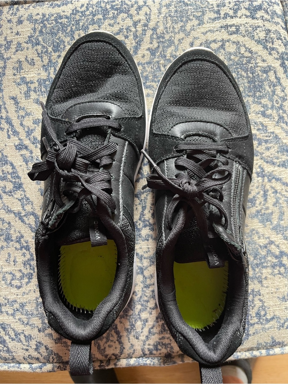 Vionic Black Women's Lace-Up Sneakers with easy on and off zipper